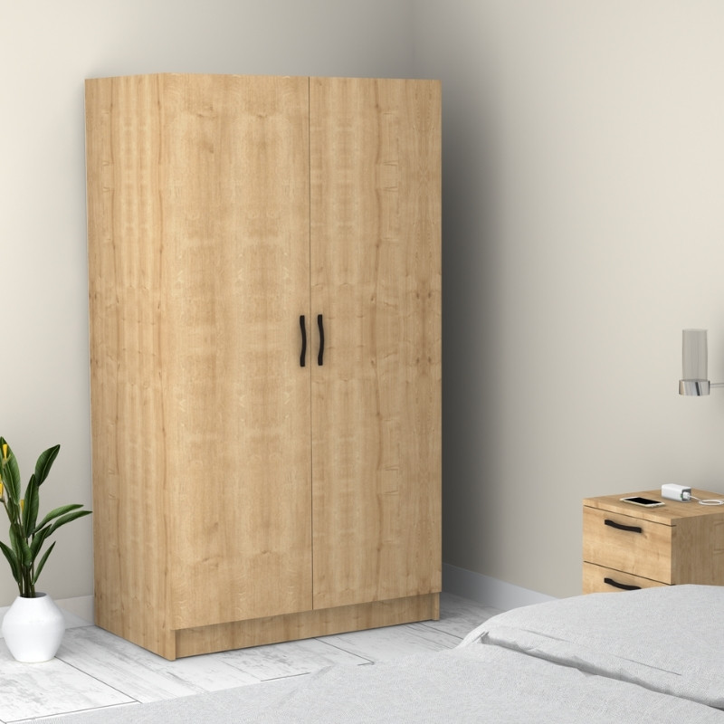 Ντουλάπα ρούχων Victoria Megapap δίφυλλη χρώμα φυσικό οξιάς 100x60x181εκ. - Image 3