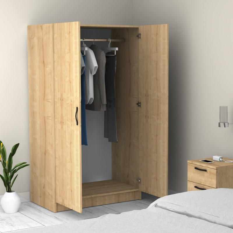 Ντουλάπα ρούχων Victoria Megapap δίφυλλη χρώμα φυσικό οξιάς 100x60x181εκ. - Image 4