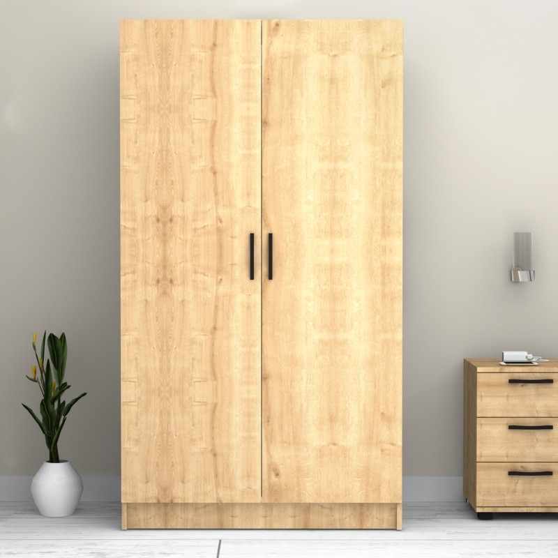Ντουλάπα ρούχων Victoria Megapap δίφυλλη χρώμα φυσικό οξιάς 100x60x181εκ. - Image 5