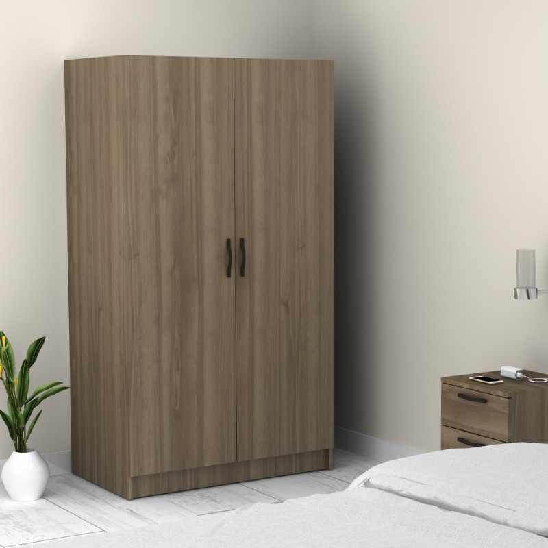 Ντουλάπα ρούχων Victoria Megapap δίφυλλη χρώμα καρυδί 100x60x181εκ. - Image 3