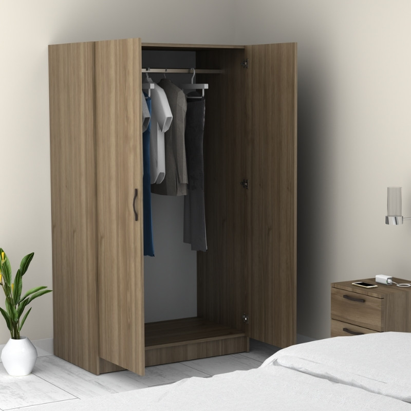 Ντουλάπα ρούχων Victoria Megapap δίφυλλη χρώμα καρυδί 100x60x181εκ. - Image 4