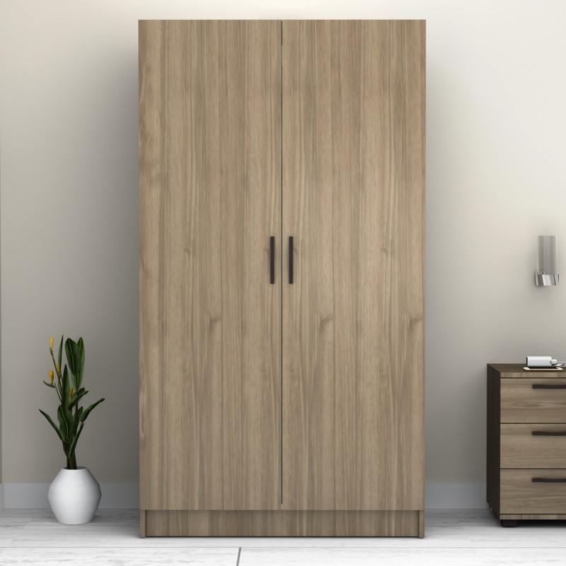 Ντουλάπα ρούχων Victoria Megapap δίφυλλη χρώμα καρυδί 100x60x181εκ. - Image 5