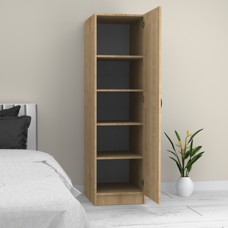 Ντουλάπα ρούχων Victoria Megapap μονόφυλλη χρώμα φυσικό οξιάς 50x60x181εκ. - Image 4