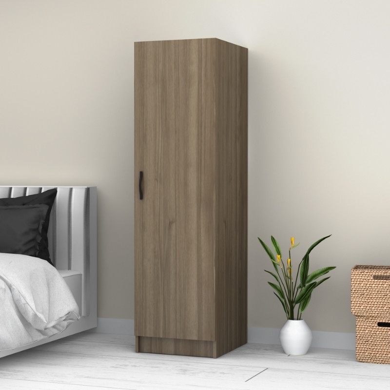 Ντουλάπα ρούχων Victoria Megapap μονόφυλλη χρώμα καρυδί 50x60x181εκ. - Image 3