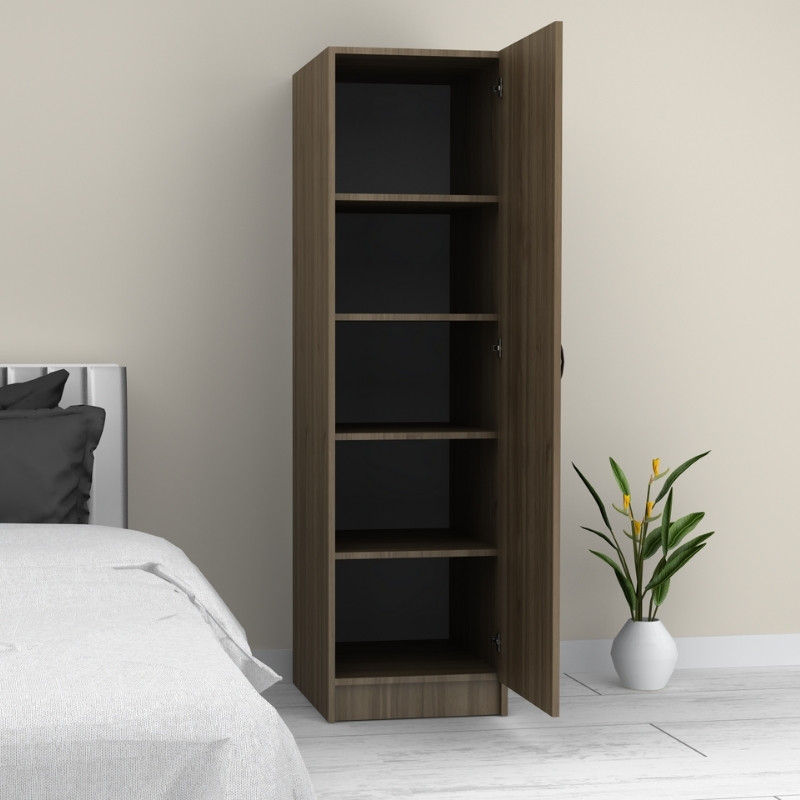 Ντουλάπα ρούχων Victoria Megapap μονόφυλλη χρώμα καρυδί 50x60x181εκ. - Image 4