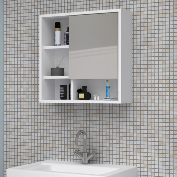 Καθρέπτης μπάνιου Demo Μegapap χρώμα λευκό 60x17,5x60εκ. - Image 2