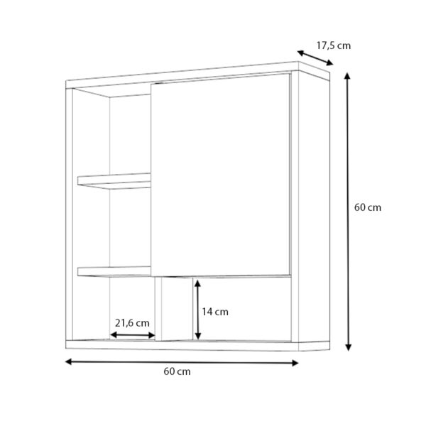 Καθρέπτης μπάνιου Demo Μegapap χρώμα λευκό 60x17,5x60εκ. - Image 3