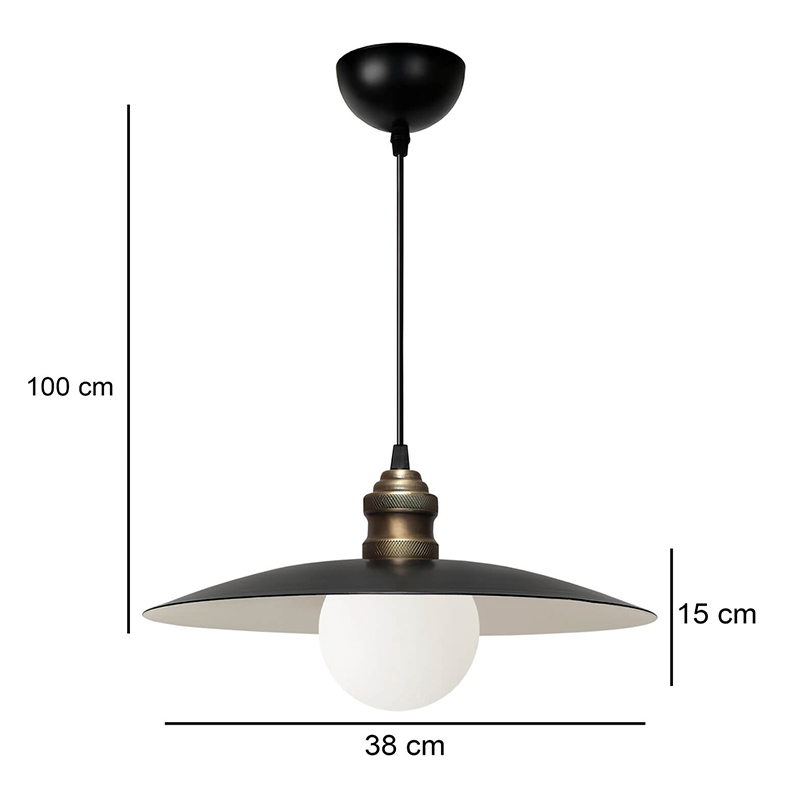 Φωτιστικό οροφής Amara Megapap E27 μεταλλικό μονόφωτο χρώμα μαύρο Ø38x100εκ. - Image 2