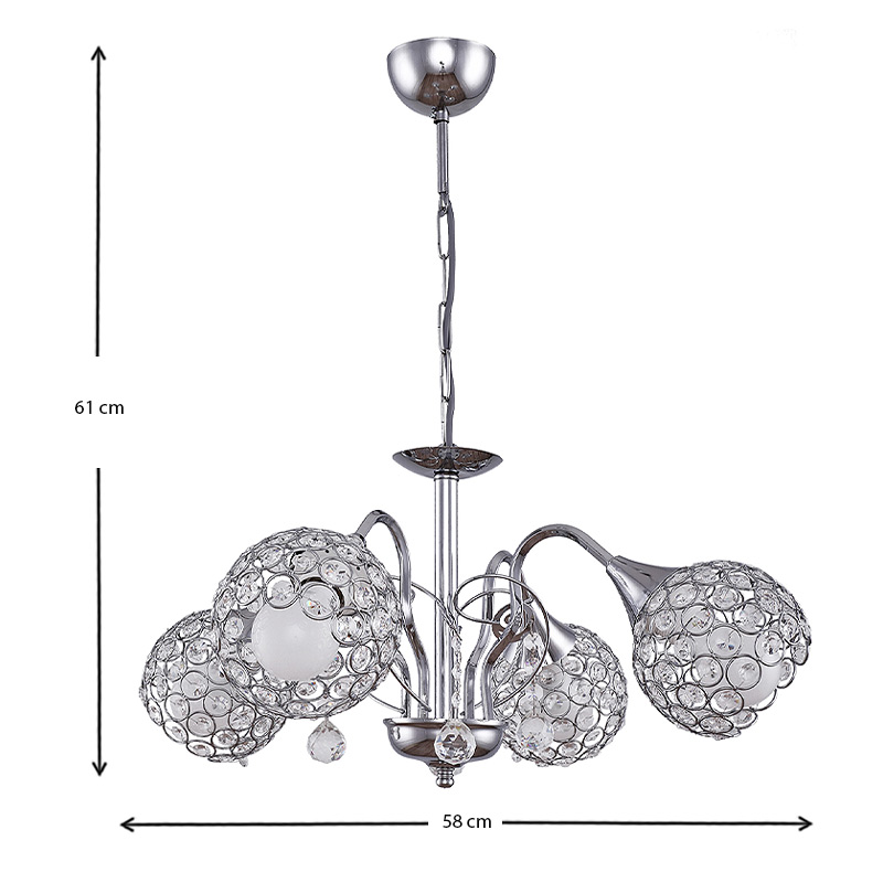 Φωτιστικό οροφής Dagobert Megapap E27 μεταλλικό τετράφωτο χρώμα ασημί 58x58x61εκ. - Image 2