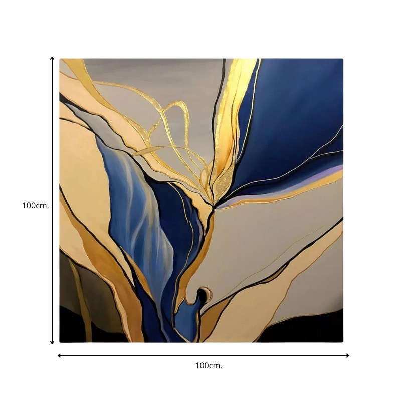 Πίνακας σε καμβά "Dance of Gold and Blue" Megapap ψηφιακής εκτύπωσης 100x100x3εκ. - Image 2