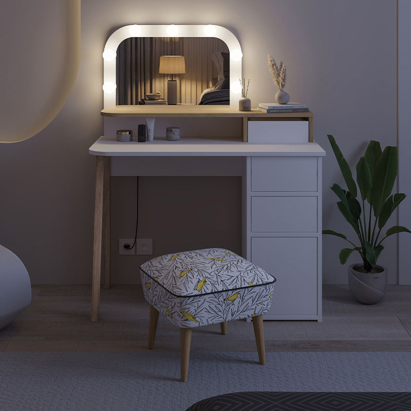 Τουαλέτα με καθρέπτη Avien Megapap χρώμα λευκό - sapphire oak 105x51,1x131εκ. - Image 5