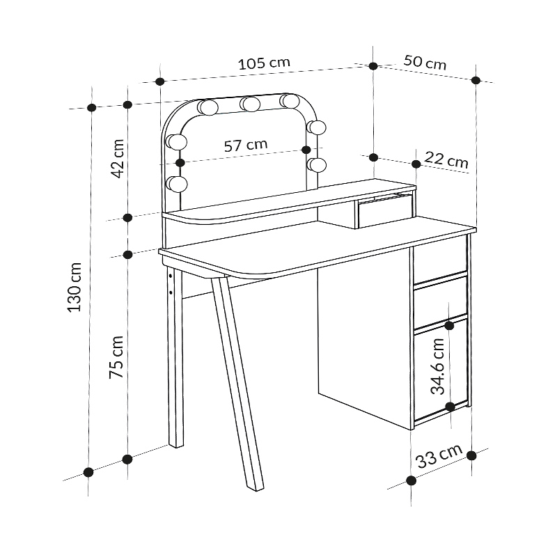 Τουαλέτα με καθρέπτη Avien Megapap χρώμα λευκό - sapphire oak 105x51,1x131εκ. - Image 7