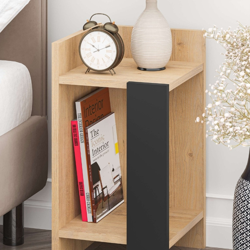 Κομοδίνο Elos Megapap χρώμα saphhire oak - silky black 30x31,7x55εκ. - Image 3