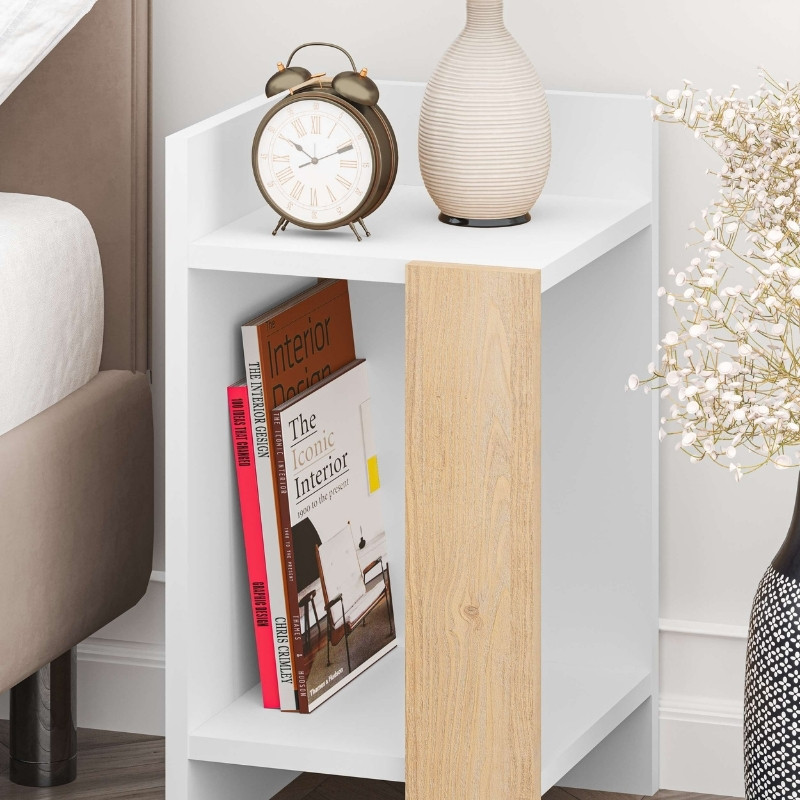 Κομοδίνο Elos Megapap χρώμα λευκό - saphhire oak 30x31,7x55εκ. - Image 3