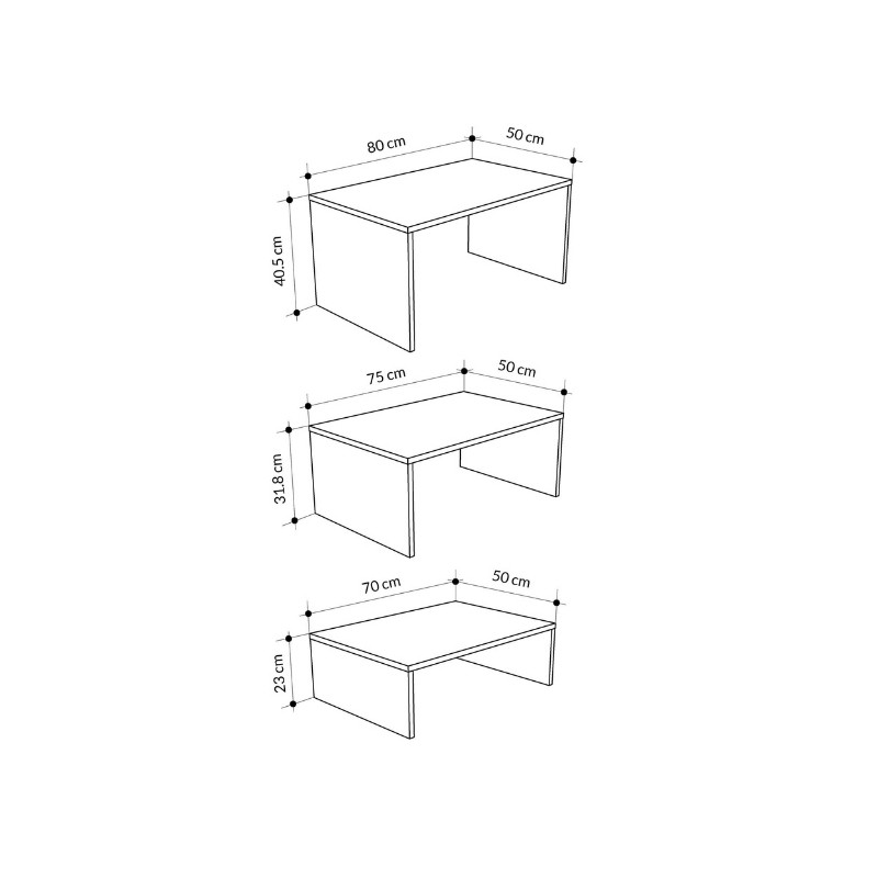 Τραπεζάκι σαλονιού σετ 3 τμχ. Kanta Megapap χρώμα sapphire oak - silky black 80x50x40,5εκ. - Image 4