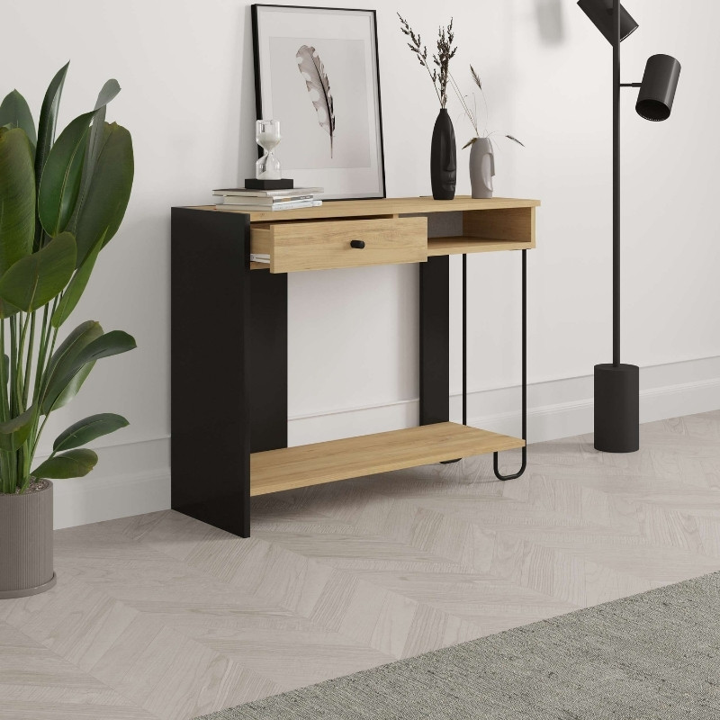 Κονσόλα Sirius Megapap χρώμα sapphire oak - silky black 100x35x79εκ. - Image 2