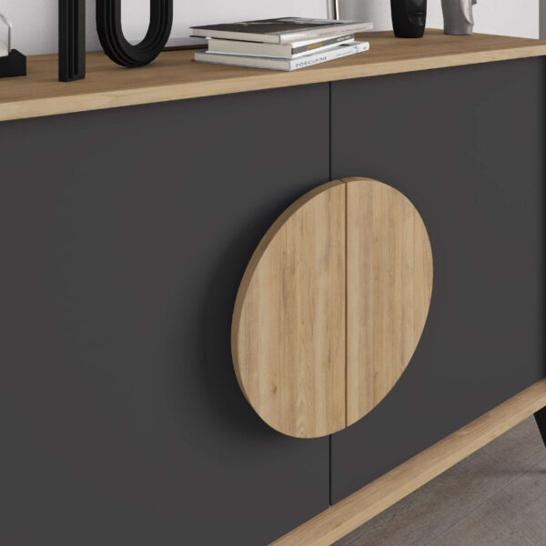 Μπουφές Gora Megapap χρώμα sapphire oak - silky black 110x40x82εκ. - Image 3