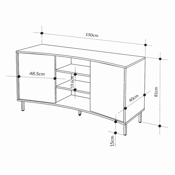 Μπουφές Frem Megapap χρώμα ash green 150x40x81εκ. - Image 5