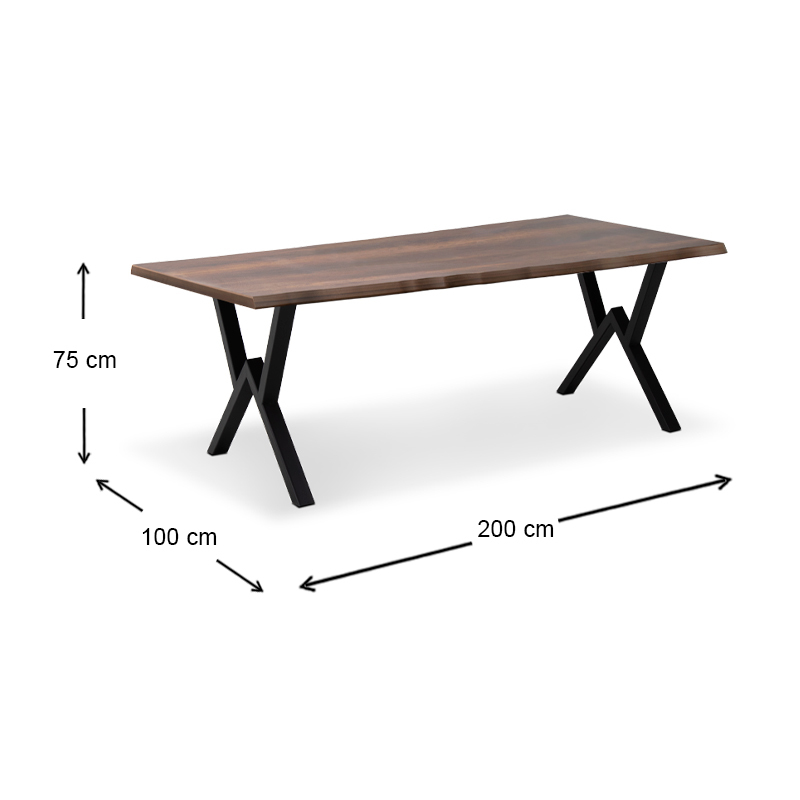 Τραπέζι Walter Megapap Mdf - μεταλλικό χρώμα καρυδί 200x100x75εκ. - Image 5