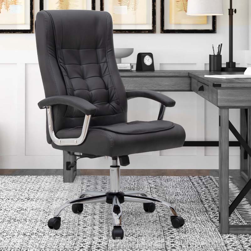 Καρέκλα γραφείου διευθυντική Vision Megapap από τεχνόδερμα χρώμα μαύρο 63x70x112/120εκ. - Image 2