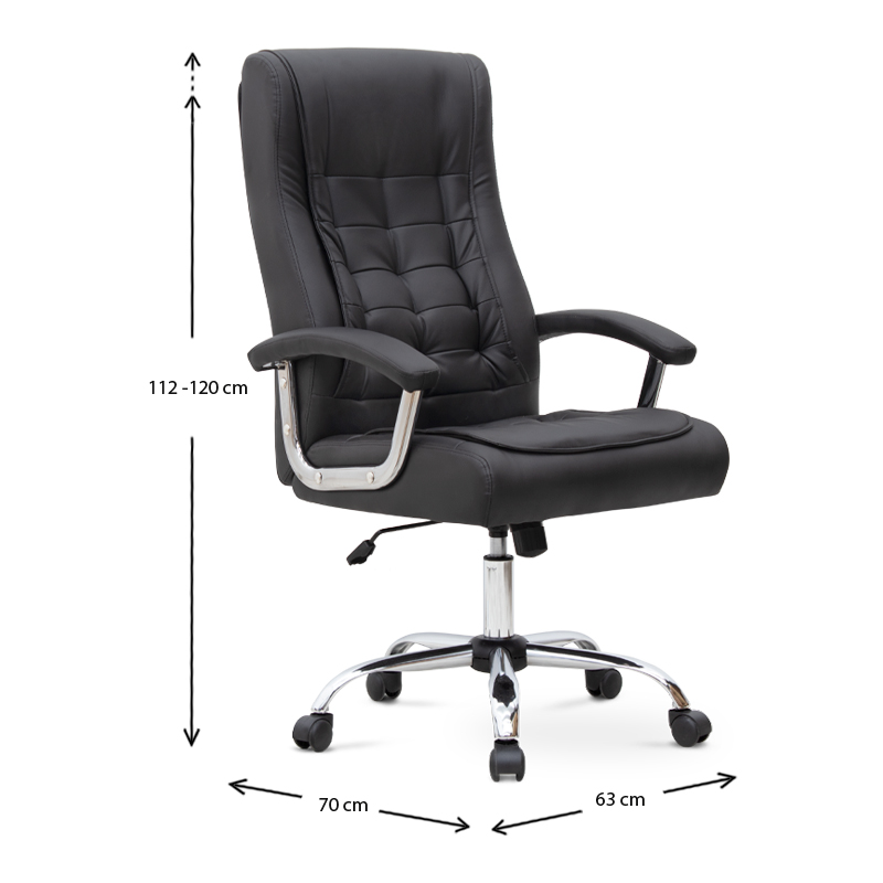 Καρέκλα γραφείου διευθυντική Vision Megapap από τεχνόδερμα χρώμα μαύρο 63x70x112/120εκ. - Image 8