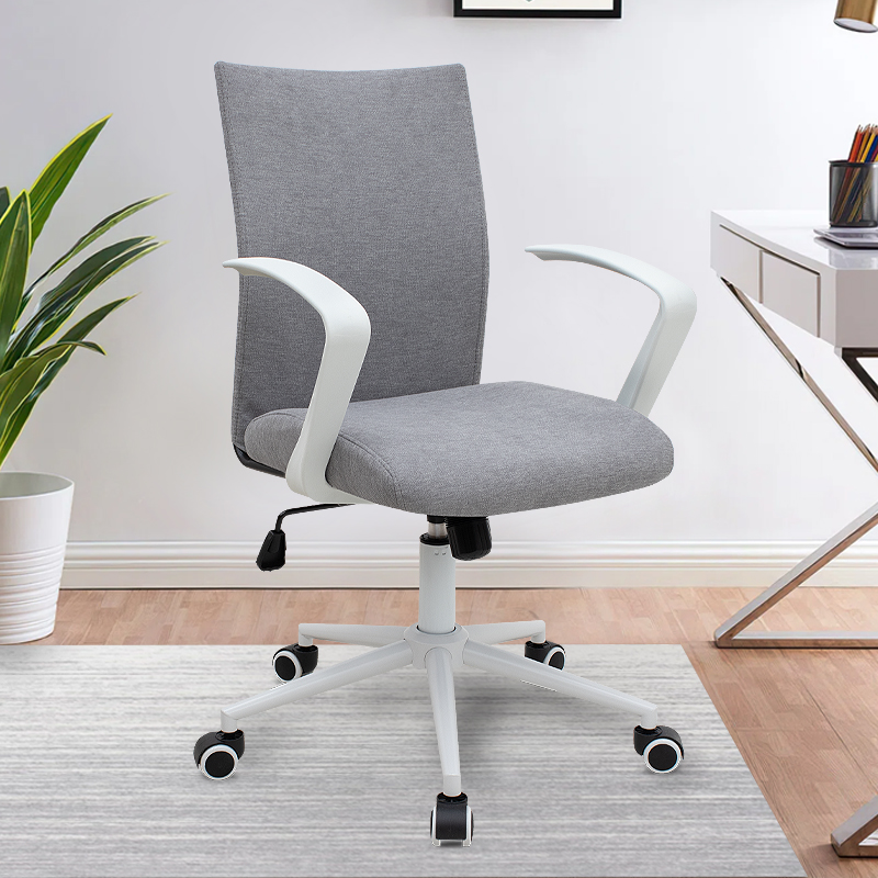 Καρέκλα γραφείου Berlin Megapap υφασμάτινη χρώμα γκρι - λευκό 64x63x89/96εκ. - Image 2