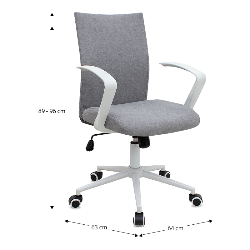 Καρέκλα γραφείου Berlin Megapap υφασμάτινη χρώμα γκρι - λευκό 64x63x89/96εκ. - Image 8