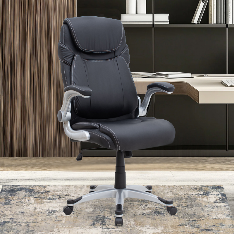 Καρέκλα γραφείου διευθυντική Gustavo Megapap από τεχνόδερμα χρώμα μαύρο 69x65x116/126εκ. - Image 2