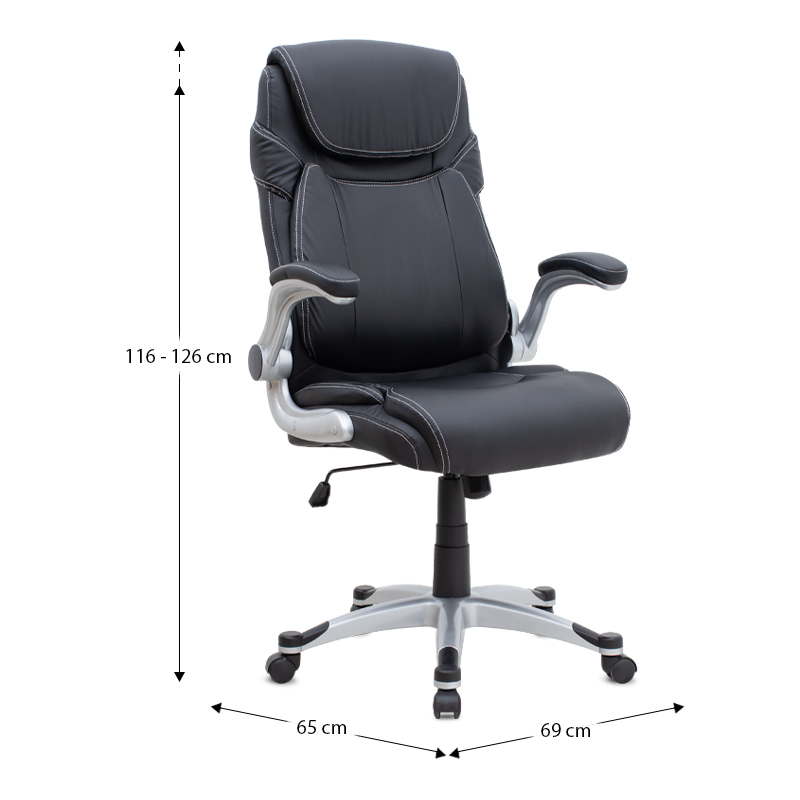 Καρέκλα γραφείου διευθυντική Gustavo Megapap από τεχνόδερμα χρώμα μαύρο 69x65x116/126εκ. - Image 9