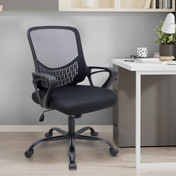 Καρέκλα γραφείου Freda Megapap με ύφασμα Mesh χρώμα μαύρο 65x65x90/100εκ. - Image 2