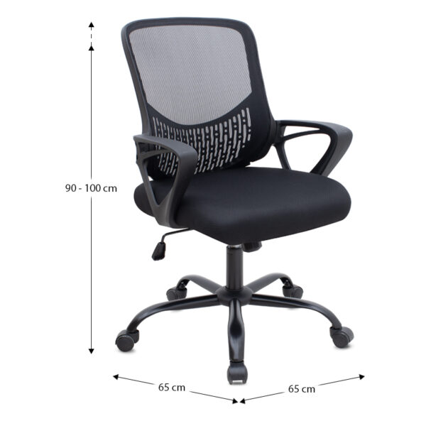 Καρέκλα γραφείου Freda Megapap με ύφασμα Mesh χρώμα μαύρο 65x65x90/100εκ. - Image 8