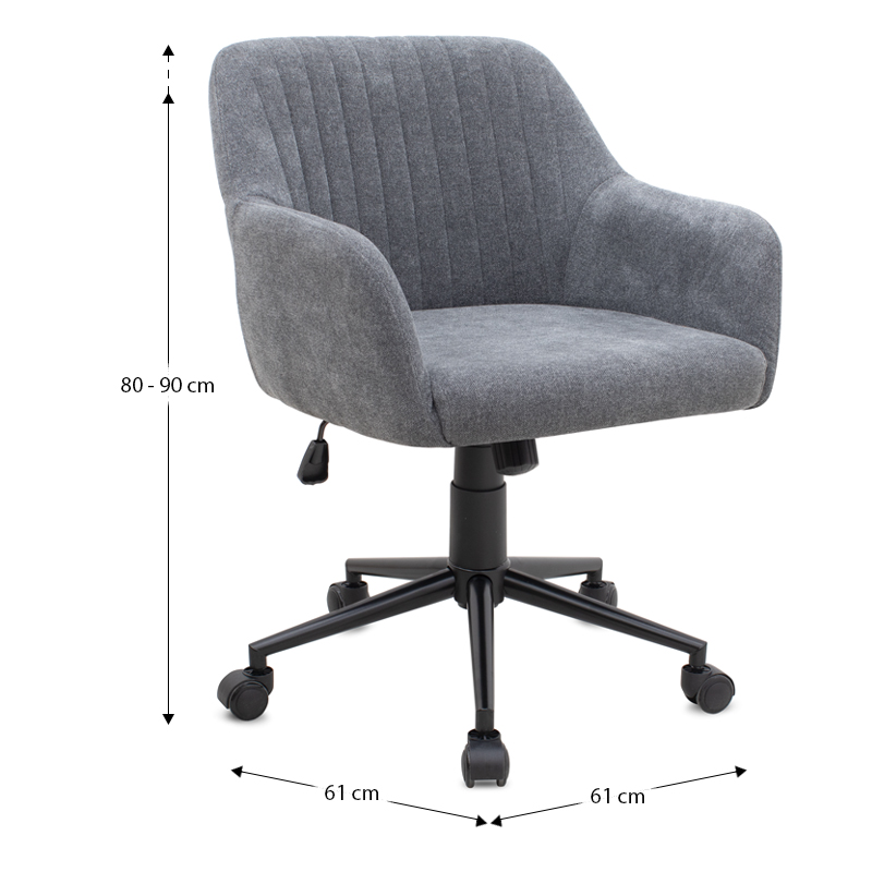 Καρέκλα γραφείου Alice Megapap υφασμάτινη χρώμα γκρι 61x61x80/90εκ. - Image 7