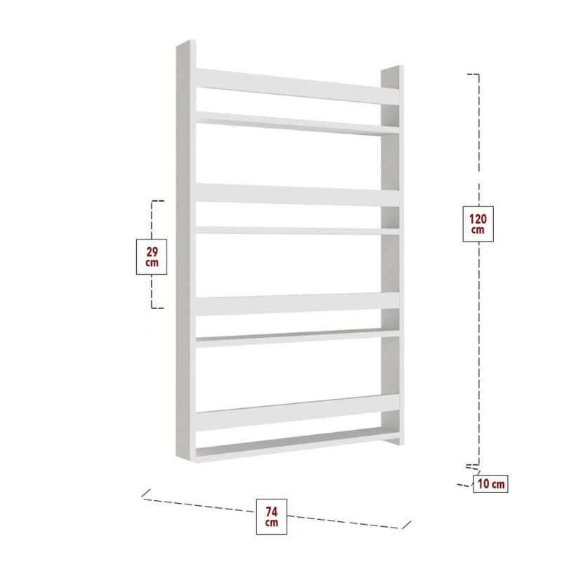 Επιτοίχια βιβλιοθήκη - ραφιέρα Montessori Megapap χρώμα λευκό 74x10x120εκ. - Image 4