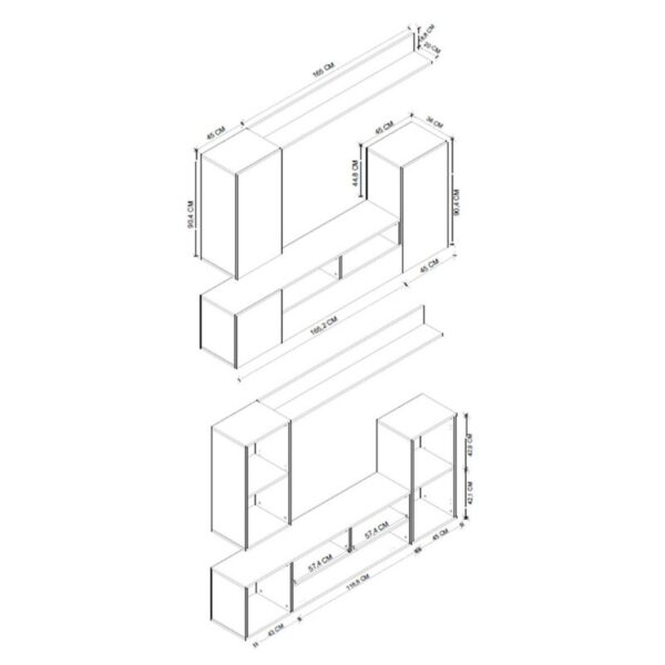 Σύνθεση τηλεόρασης Rodos Megapap χρώμα λευκό 210,2x36x90,4εκ. - Image 4