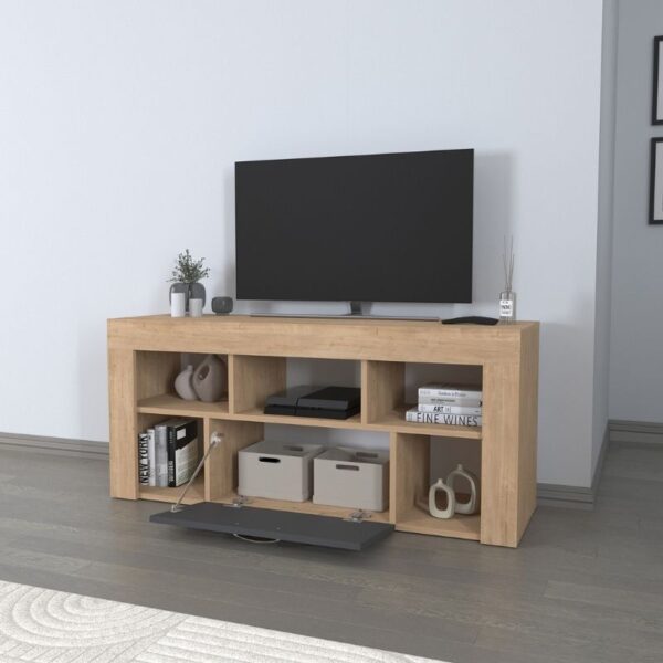 Έπιπλο τηλεόρασης Midili Megapap χρώμα sapphire oak - ανθρακί 135x42x60,7εκ. - Image 2