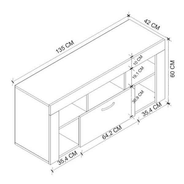 Έπιπλο τηλεόρασης Midili Megapap χρώμα sapphire oak - ανθρακί 135x42x60,7εκ. - Image 4