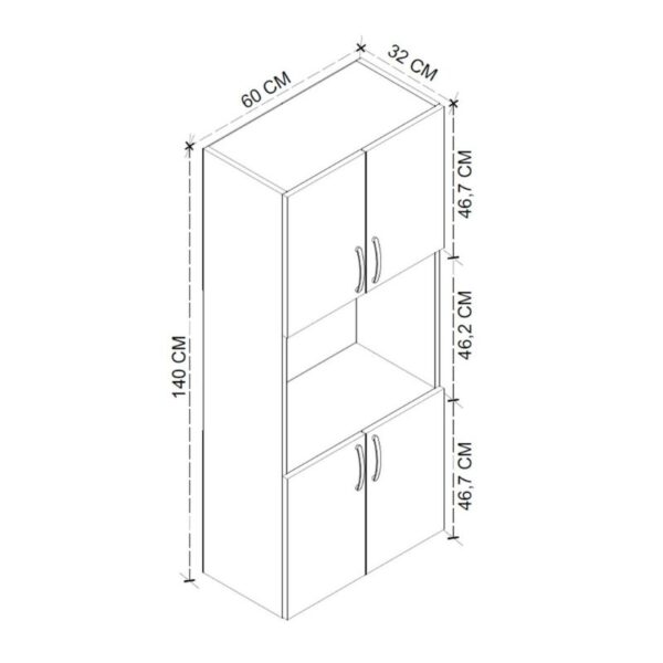 Ντουλάπα κουζίνας Armado Megapap χρώμα ανθρακί 60x32x140εκ. - Image 4