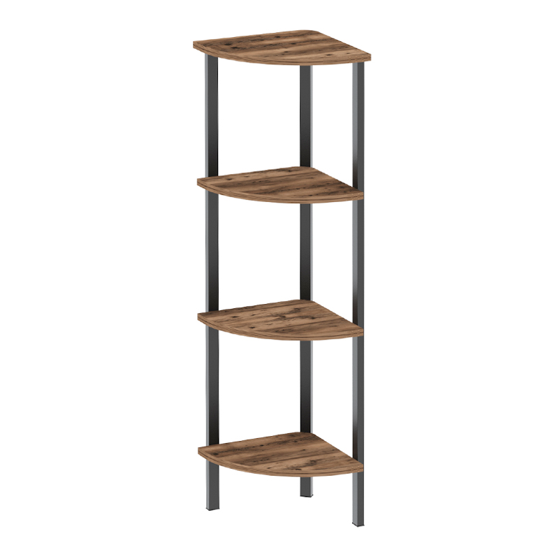 Βιβλιοθήκη γωνιακή Lela Megapap χρώμα μαύρο - καπνιστή καρυδιά 34x34x125εκ. - Image 2