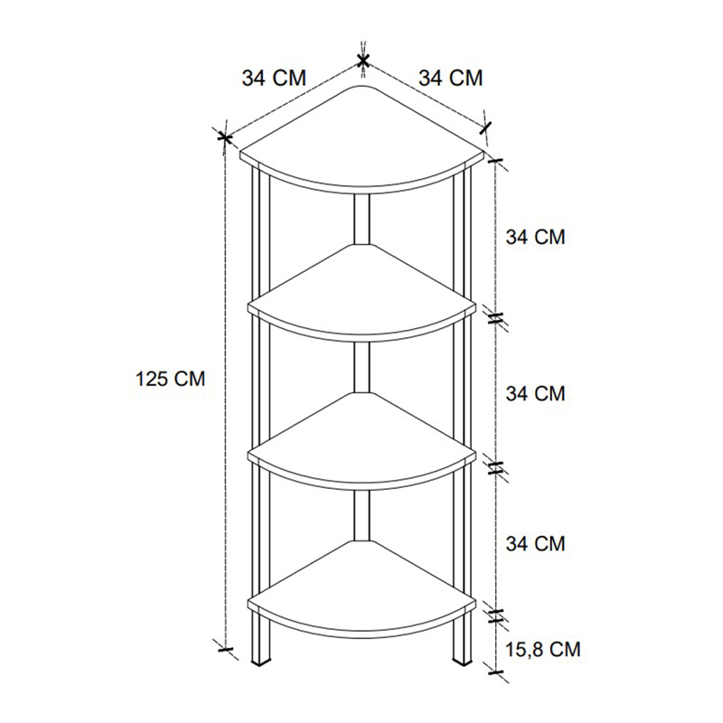 Βιβλιοθήκη γωνιακή Lela Megapap χρώμα μαύρο - καπνιστή καρυδιά 34x34x125εκ. - Image 3