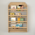 Επιτοίχια βιβλιοθήκη - ραφιέρα Montessori Megapap χρώμα sapphire oak 80x15x132εκ.