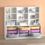 Βιβλιοθήκη Obia Megapap με 9 συρτάρια χρώμα λευκό 132,6x30x115εκ.