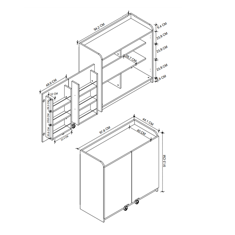 Ντουλάπι κουζίνας - μπάνιου Altay I Megapap χρώμα λευκό 97,8x44,1x91,5εκ. - Image 5