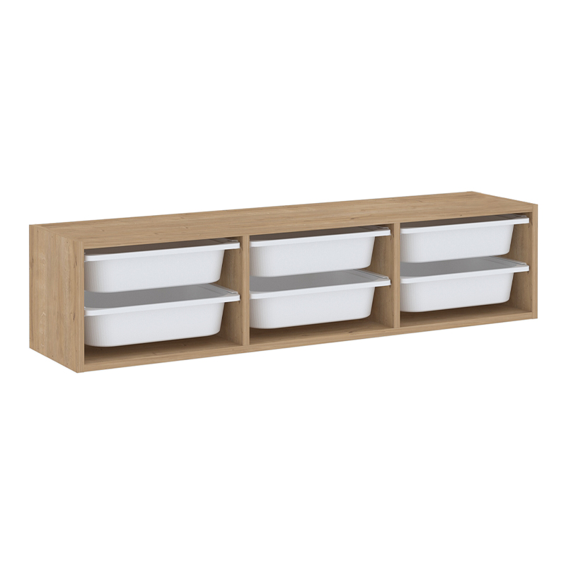 Συρταριέρα επιτοίχια Pavia Megapap με 6 συρτάρια χρώμα sapphire oak 132x31x30,7εκ. - Image 2