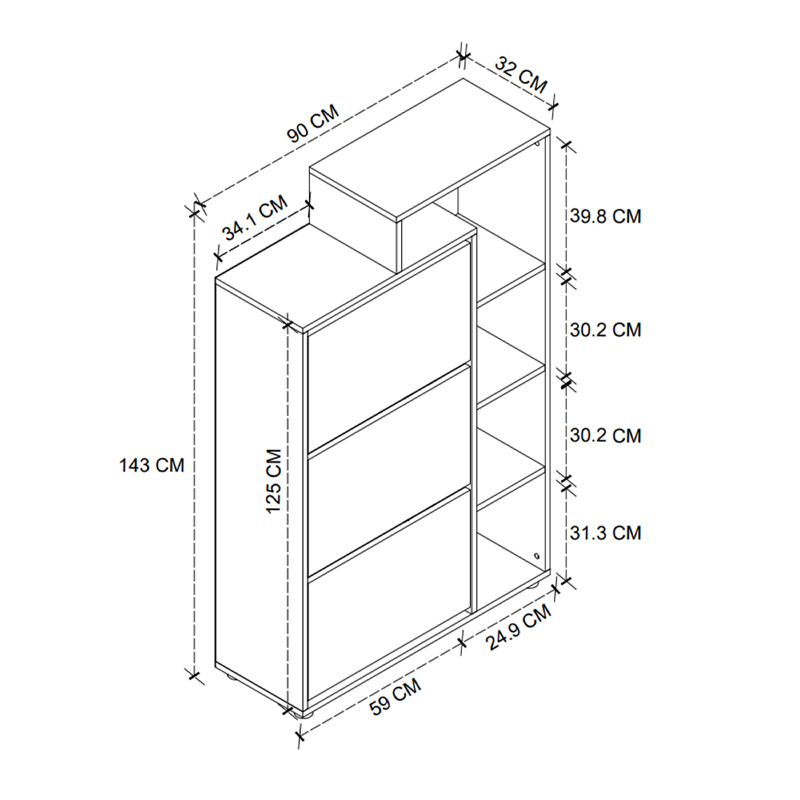 Παπουτσοθήκη Lego Megapap χρώμα pine oak 90x32x143εκ. - Image 4