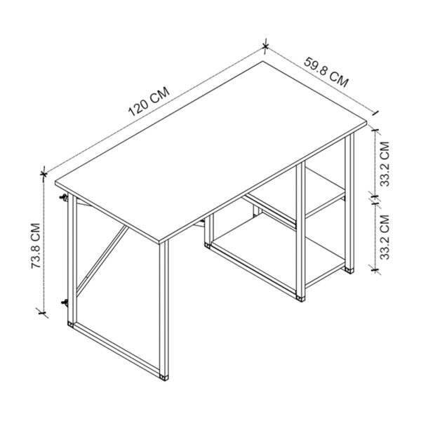 Γραφείο εργασίας Odeon Megapap χρώμα rustic καρυδί 120x59,8x73,8εκ. - Image 2