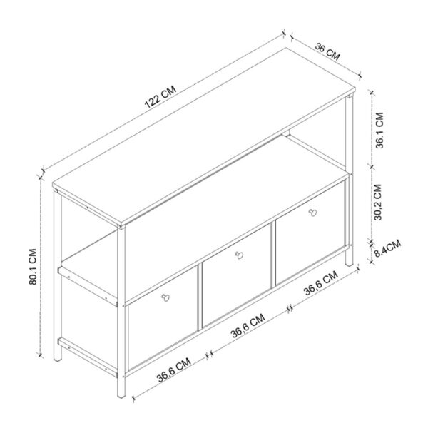 Μπουφές Mars Megapap χρώμα rustic καρυδί 122x36x80,1εκ. - Image 4