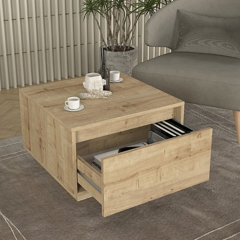 Τραπεζάκι σαλονιού Pura Megapap χρώμα sapphire oak 60x60x40εκ.