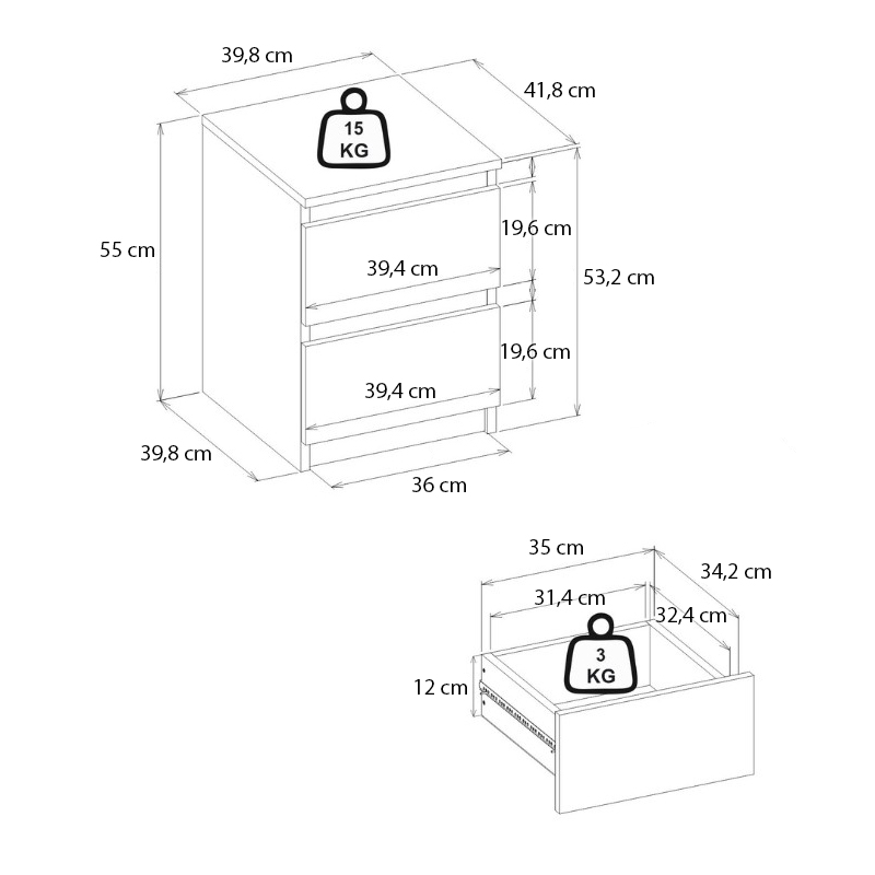 Κομοδίνο Breve Megapap χρώμα sapphire oak 39,8x41,8x55εκ. - Image 6