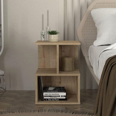 Κομοδίνο - Τραπεζάκι βοηθητικό Entiero Megapap χρώμα sapphire oak 39,8x35x54,6εκ.