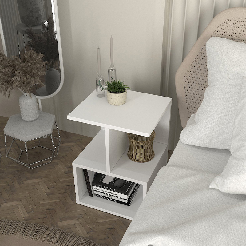 Κομοδίνο - Τραπεζάκι βοηθητικό Entiero Megapap χρώμα λευκό 39,8x35x54,6εκ. - Image 3